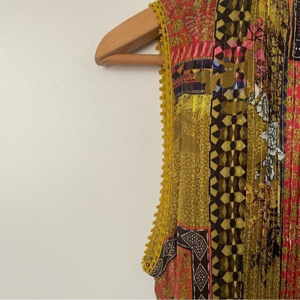 SOLD Anthropologie Citron Maxi Dress Bhanuni by Jyoti with Tassels, Size XS - Picture 15 of 16